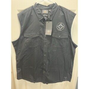 Harley Davidson Sleeveless Shirt Mens 2XL Black Winged Biker NWT
